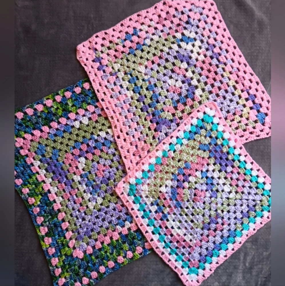 Unicorn Mermaid Inspired, Handmade Crochet 3 Pcs Mini Throw Afghan Decor Set